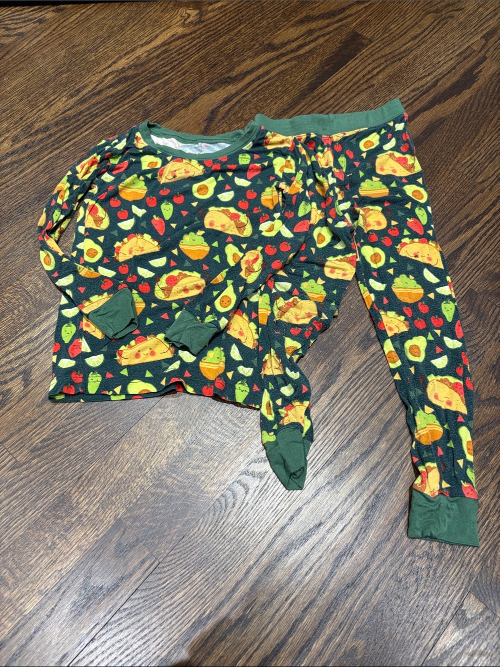 Kids Green Taco & Avocado Print Pajama Set